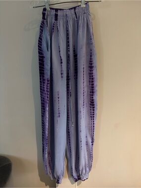 TIBETIAN ARTS  TIE DYE BOHO BALLOON PANTS BLUE & PURPLE SMALL